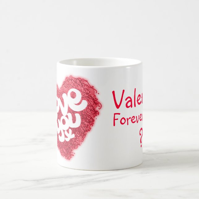 Mug "Love you x" Valentine rouge boug rose (Centre)