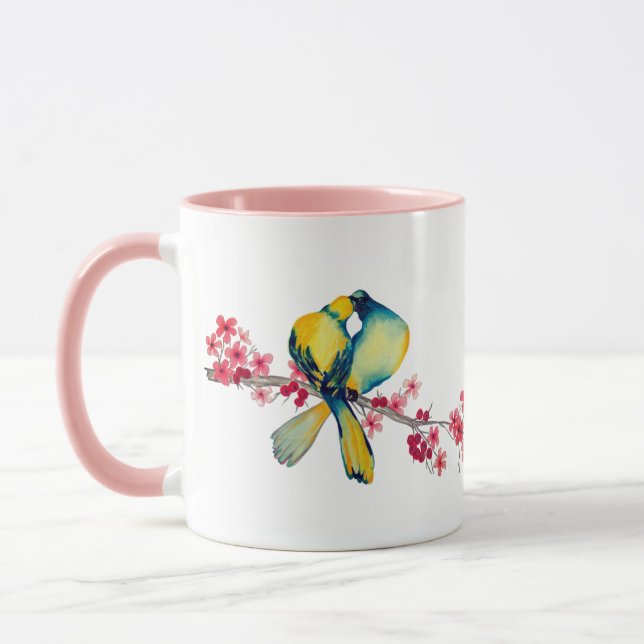 Mug Lovebirds sur Cherry Blossom (Gauche)