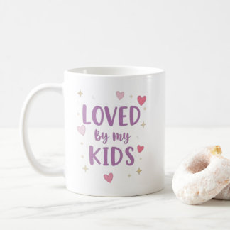 Mug Loved By My Kids | Tasse à café rose en forme