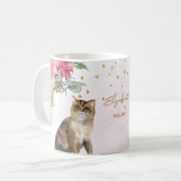 Mug Loving Cat Illustration Gold Parties scintillant G
