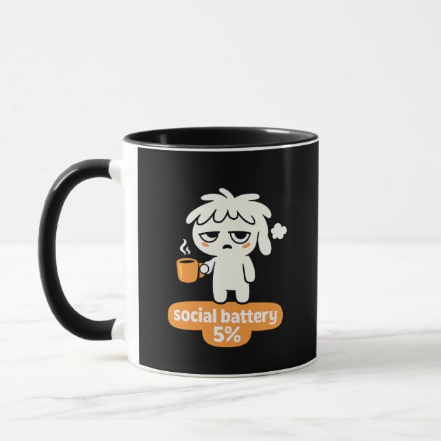 Mug Low Social Energy – Cute Coffee Humo (Gauche)
