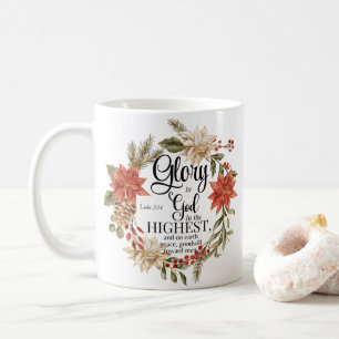 Mug Luc 2:14 Gloire à Dieu Noël Or Floral