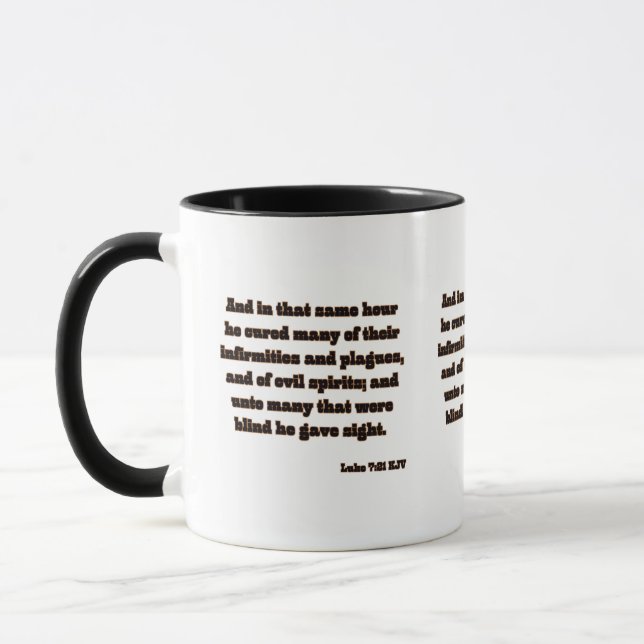 Mug Luc 7:21 KJV Écriture Bible Deux Tons (Gauche)
