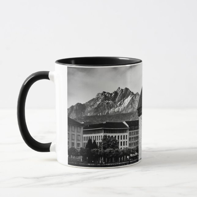 Mug Lucerne chapel bridge black/white photo (Gauche)