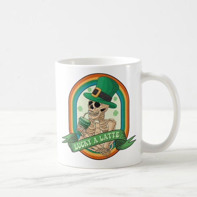 Mug Lucky A Latte - Squelette, Café et Cloches (Droite)
