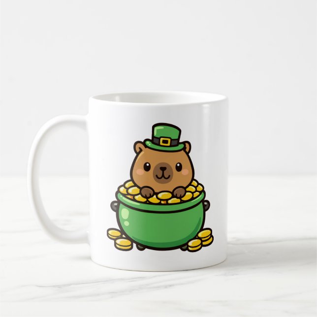 Mug Lucky Capybara Pot of Gold Funny St. Patrick's Day (Gauche)
