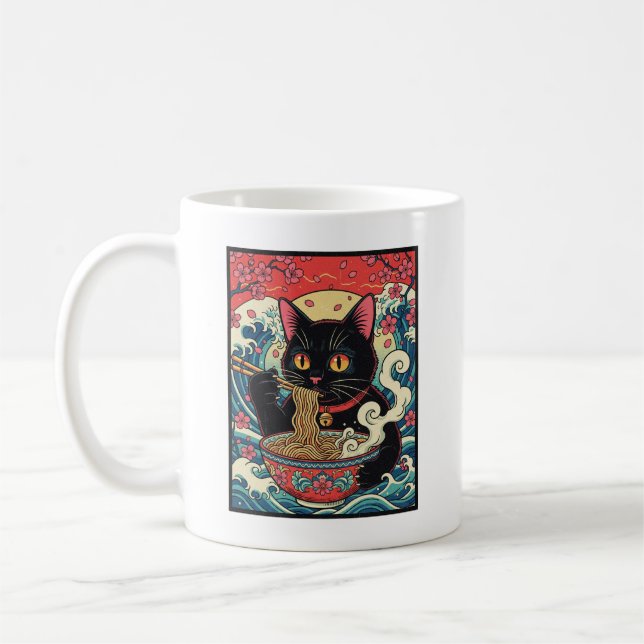 Mug Lucky Cat Ramen Noodle Art (Gauche)