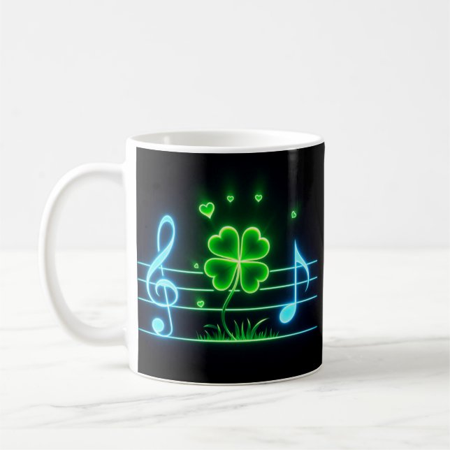 Mug Lucky Clover avec conception de notes de musique (Gauche)