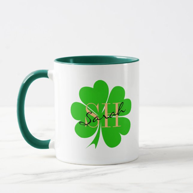 Mug Lucky Clover feuille monogrammé & Shamrock / irlan (Gauche)
