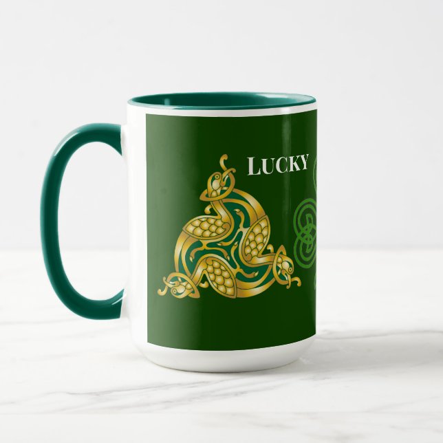 Mug Lucky You Celtic Design Saint Patrick's Day Green (Gauche)