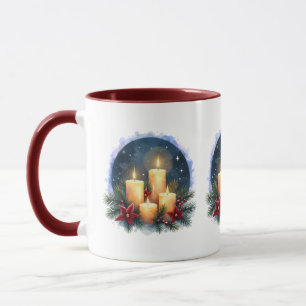Mug Lueur de bougie de Noël avec poinsettias