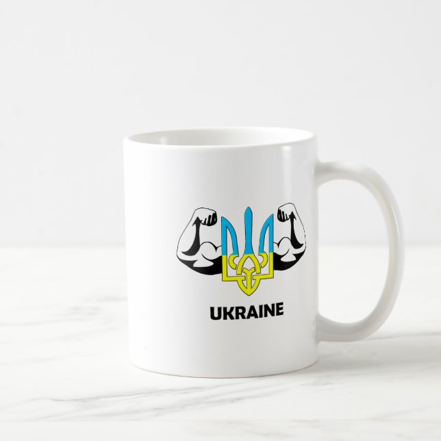 Mug L'Ukraine est puissance ! Emblème de l'Ukraine. Tr (Droite)