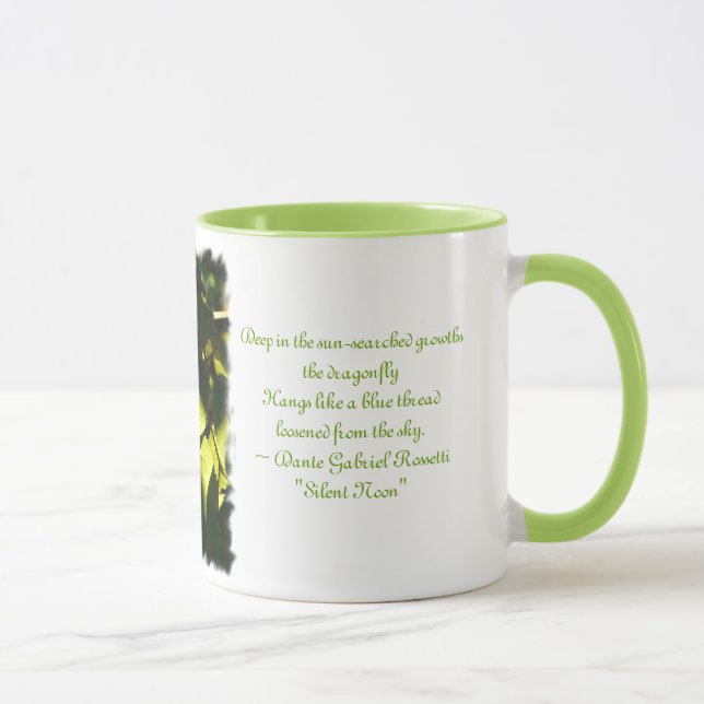 Mug Lumière de soirée avec la libellule/poème de (Droite)