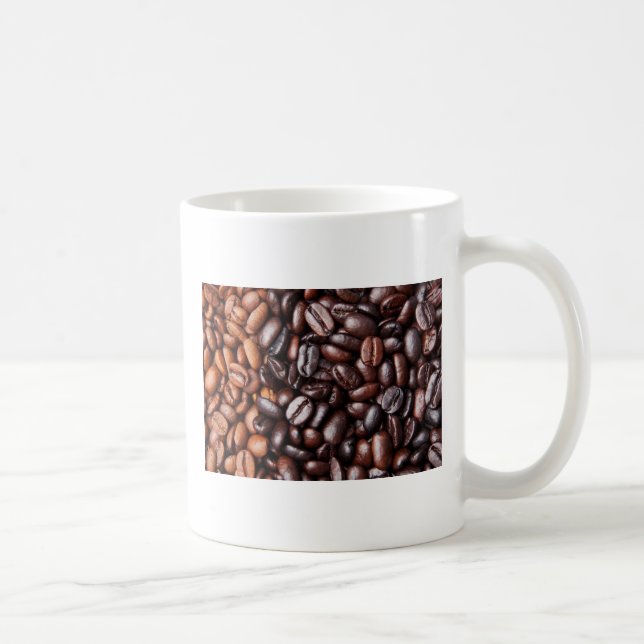 Mug Lumière et grains de café foncés de rôti - blanc (Droite)