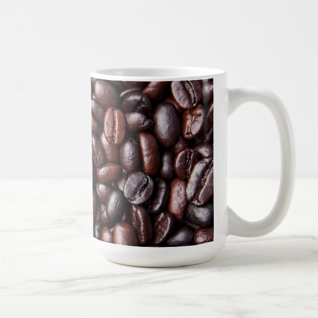 Mug Lumière et grains de café foncés de rôti - blanc (Droite)