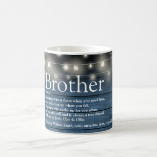 Mug Lumières à cordes en bois rustique bleu Définition