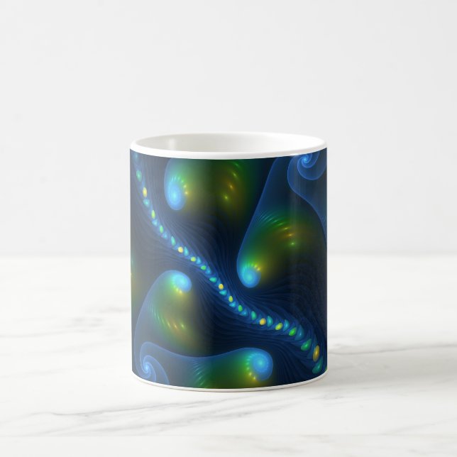 Mug Lumières de l'Imaginaire Abstrait Bleu Vert Jaune  (Centre)