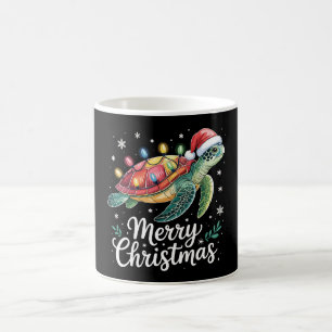 Mug Lumières de Noël en forme de tortue marine avec ch