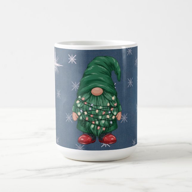 Mug Lumières de Noël Gnome Vert Aquarelle (Centre)