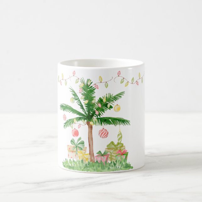 Mug Lumières de Noël tropicale Aquarelle (Centre)