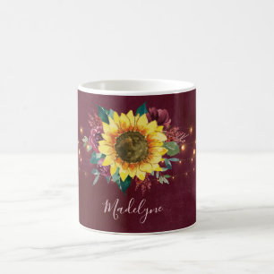 Mug Lumières de tournesol Bourgogne Monogramme floral