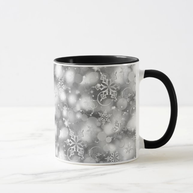 Mug Lumières et flocons de neige, argent - Noël (Droite)
