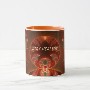 Mug Lumineuse Abstrait Moderne Orange Rouge Fractal Te