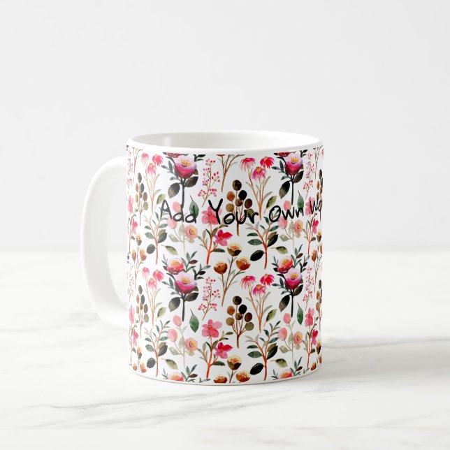 Mug Lumineuse petite fleur aquarelle cadeaux amant de  (Devant gauche)