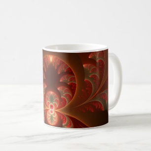 Mug Lumineux abstrait moderne orange rouge Fractale