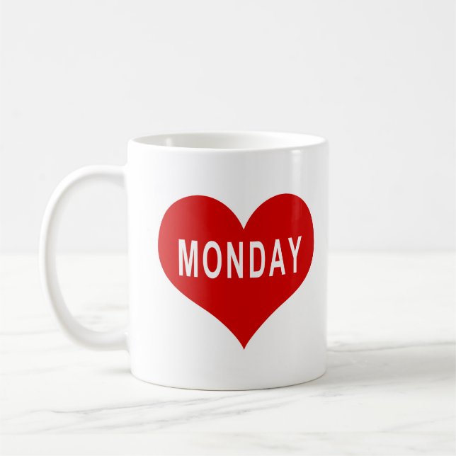 Mug LUNDI Cœur d'amour rouge (Gauche)