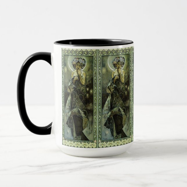Mug Lune Art Nouveau vintage par Alphonse Mucha (Gauche)