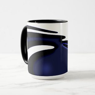 Mug Lune bleue : bleu abstrait, blanc et noir