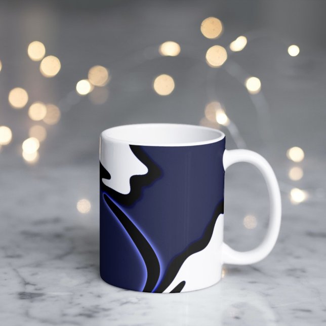 Mug Lune bleue : Bleu Abstrait, Blanc & Noir (Créateur téléchargé)