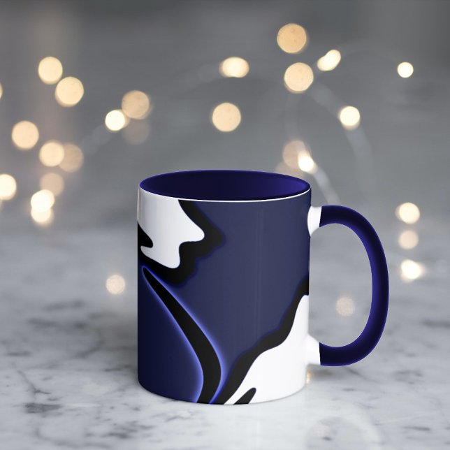Mug Lune Bleue : Bleu Abstrait et Blanc (Créateur téléchargé)