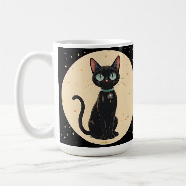 Mug Lune de chat noir atomique futuriste (Gauche)