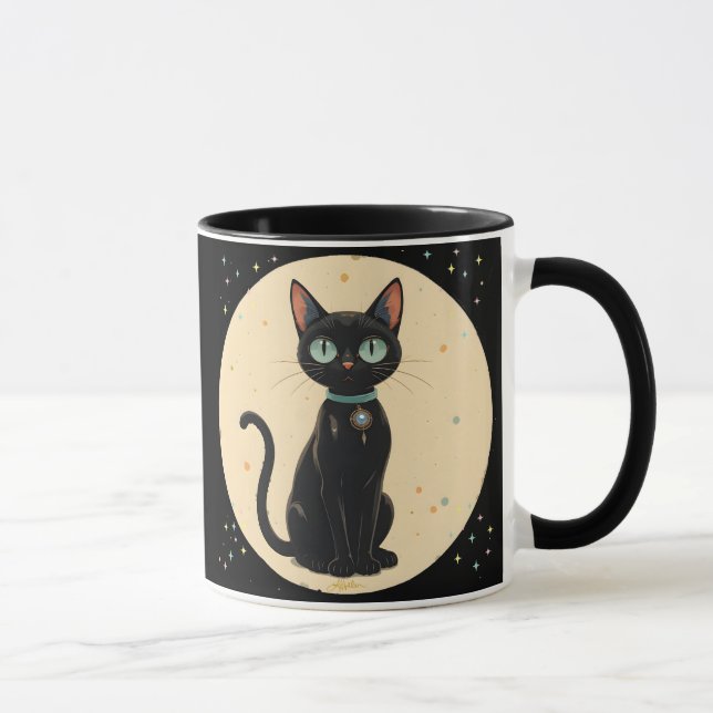Mug Lune de chat noir atomique futuriste (Droite)