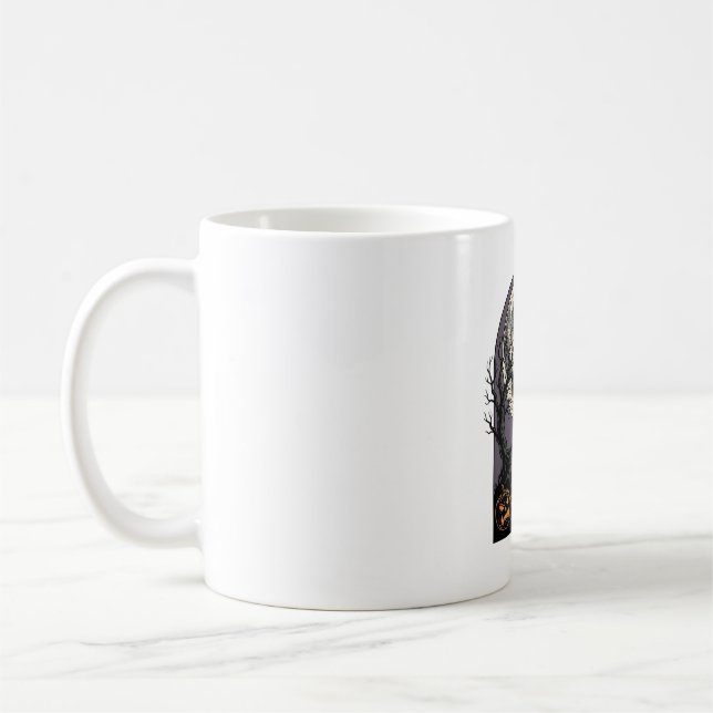 Mug Lune de chèvre hantée Art de silhouette d'Hallowee (Gauche)