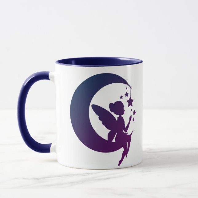 Mug Lune De Croissant Violet Et Étoiles Fée (Gauche)