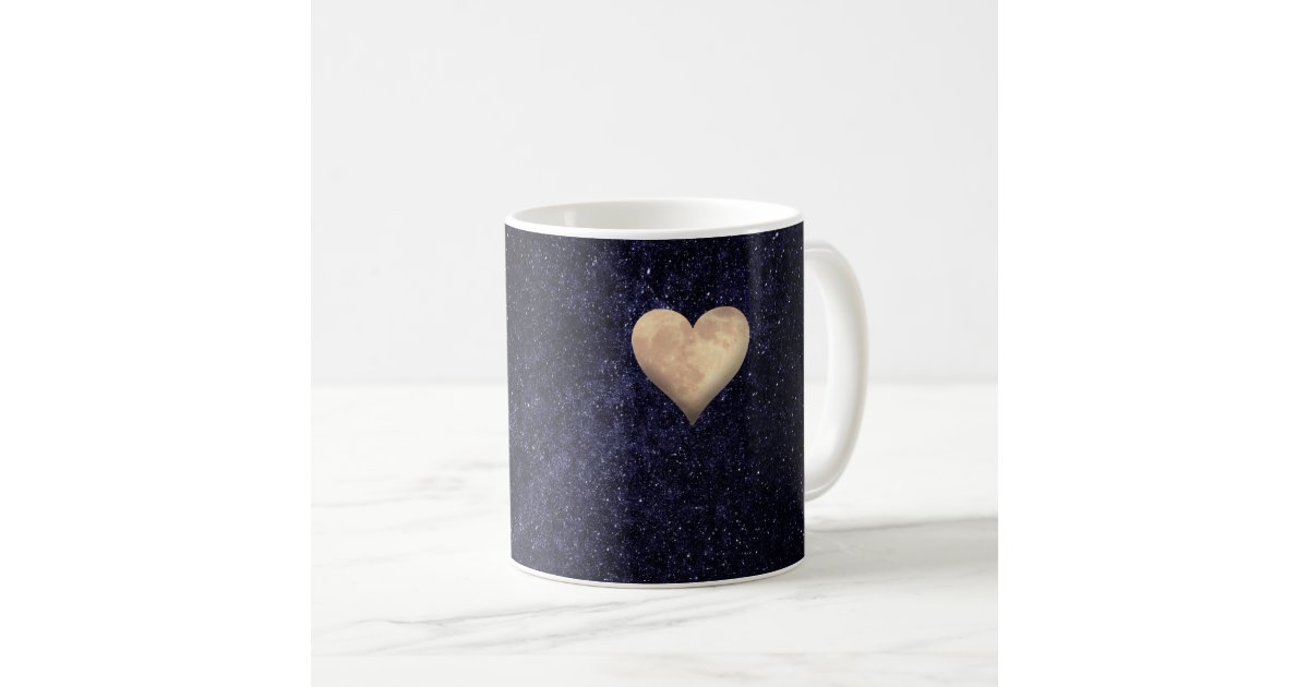 Mug Lune En Forme De Coeur Dans Le Ciel Etoile Zazzle Fr