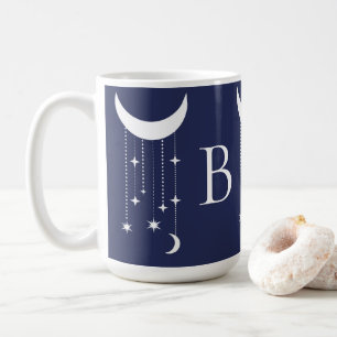 Mug Lune et étoiles violet nuit perles de ciel monogra