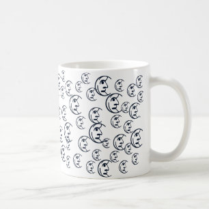 Mug Lune, Étoiles, ciel bleu marine blanc motif