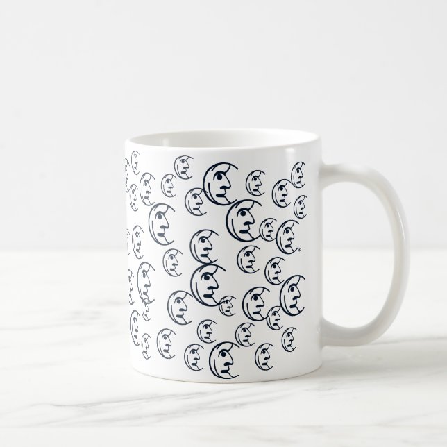 Mug Lune, Étoiles, ciel bleu marine blanc motif (Droite)