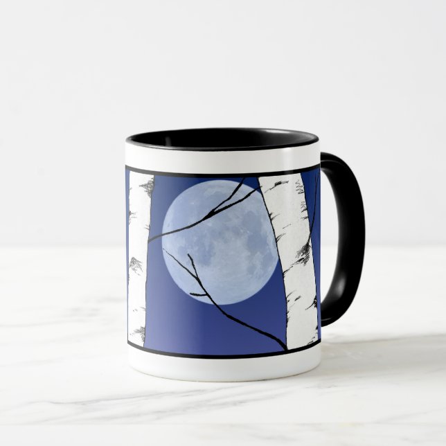 Mug Lune paisible à travers la boue d'oiseaux (Devant droit)