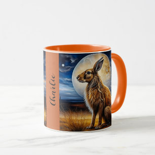 Mug Lune regardant le lièvre Personnalisé