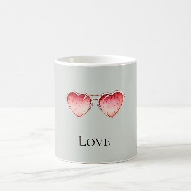 Mug Lunettes de cœur de fraise rouge menthe (Centre)