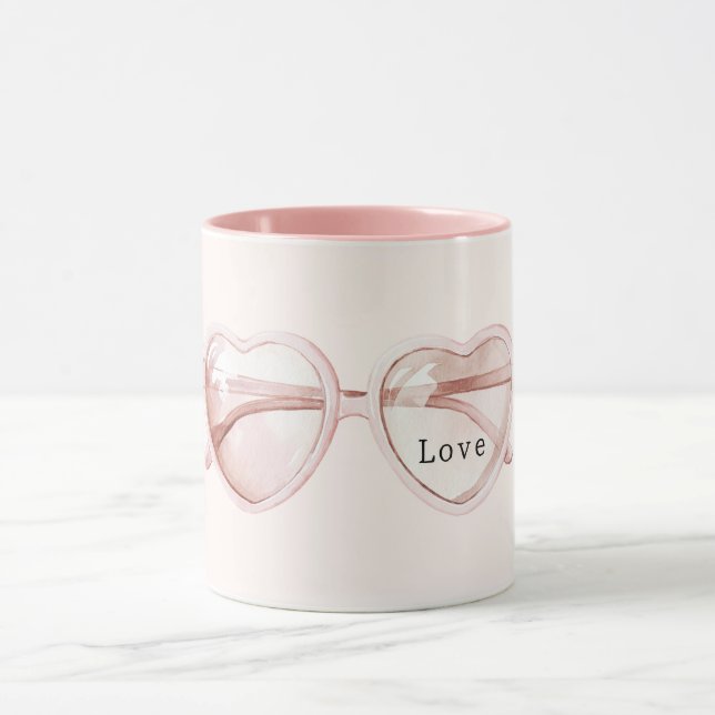 Mug Lunettes de cœur rose Amour (Centre)