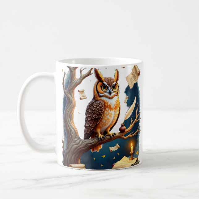 Mug Lunettes de hibou Dark Academia Pot de stylo encre (Gauche)