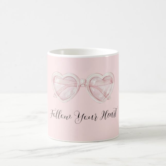 Mug Lunettes de soleil à cœur rose blush Citation (Centre)