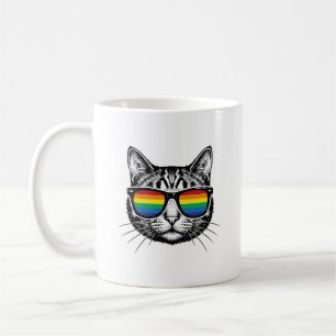 Mug Lunettes de soleil arc-en-ciel vintage Chat Fierté