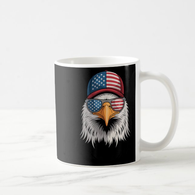 Mug Lunettes de soleil Cool 4 juillet Eagle Drapeau US (Droite)